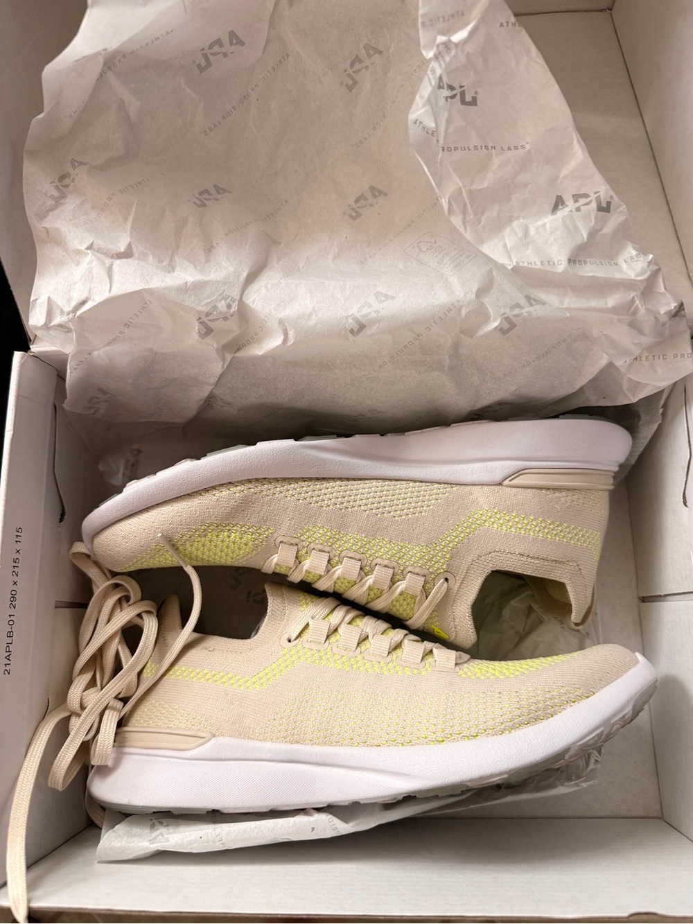 APL Women's Techloom Breeze Knit Sneakers in Cream and Neon Yellow - Picture 7 of 7